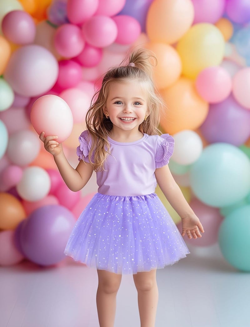Lainlight Store Tutu for Girls Stars Sequins Princess Ballet Dress Tulle Skirt for Girls 4-12 Years 3 Layered - Image 5